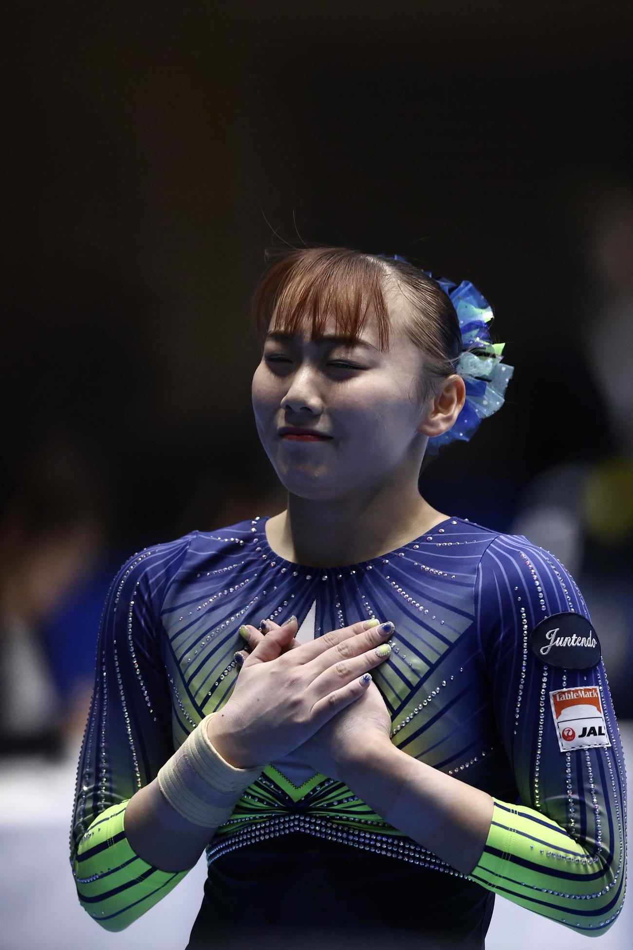 女子決勝で平均台の演技を終える宮田（撮影・河田真司）