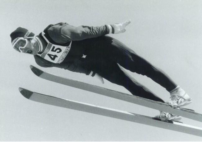 1972年、金メダルを獲得した札幌五輪での笠谷幸生のジャンプ