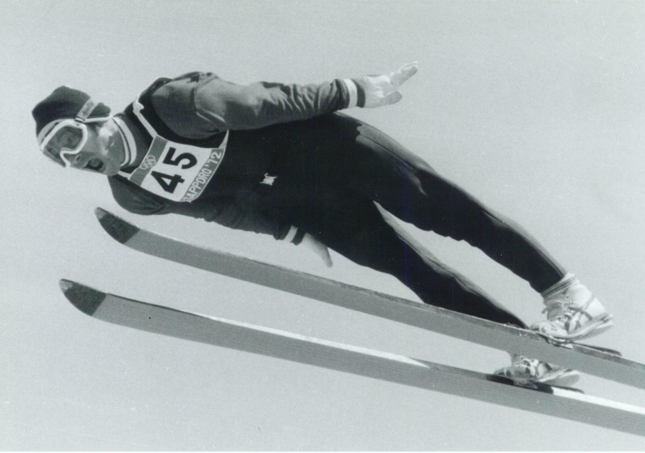 1972年、金メダルを獲得した札幌五輪での笠谷幸生さんのジャンプ