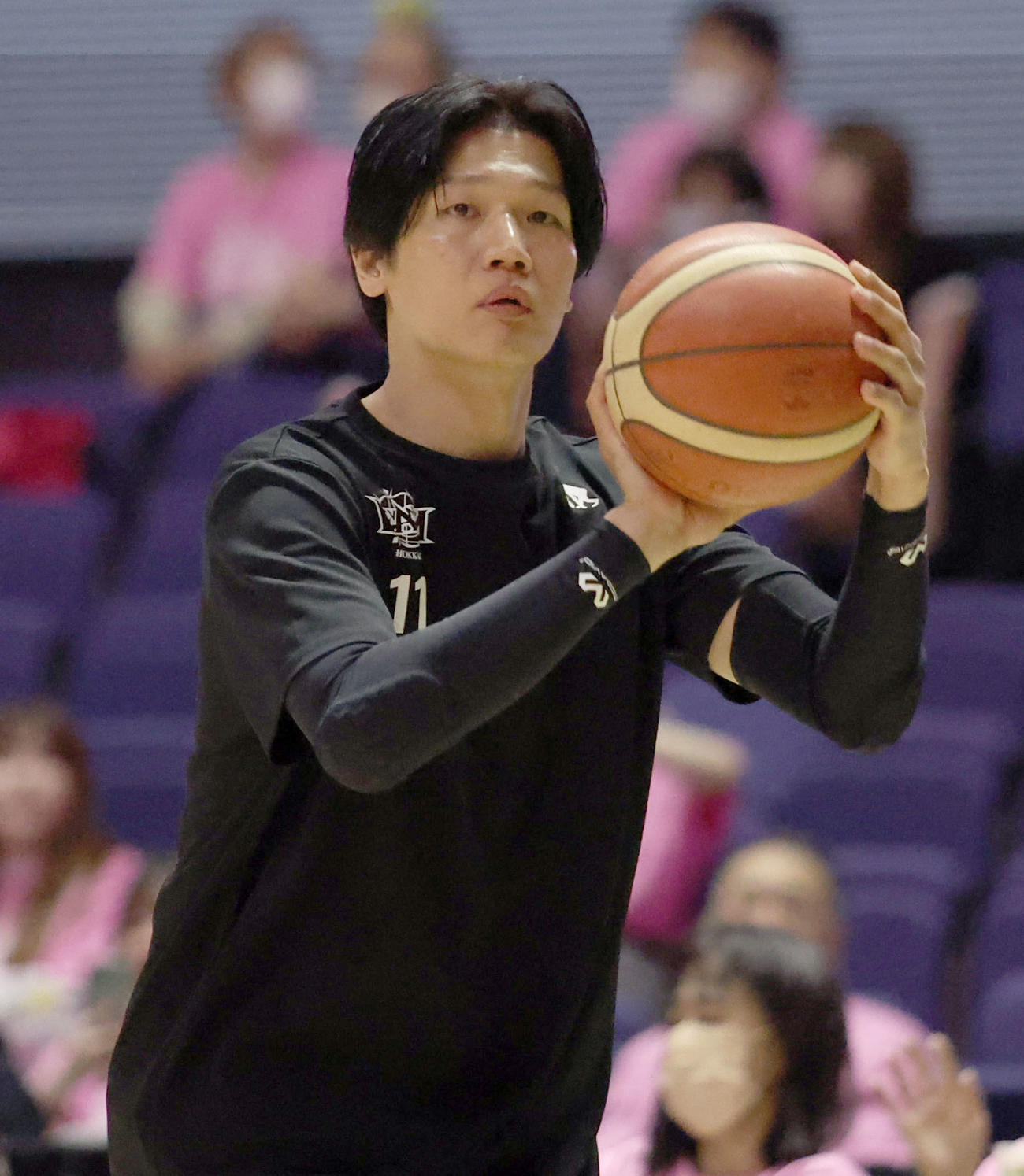 レバンガ北海道対A東京　試合前、練習をするレバンガ北海道桜井（撮影・佐藤翔太）