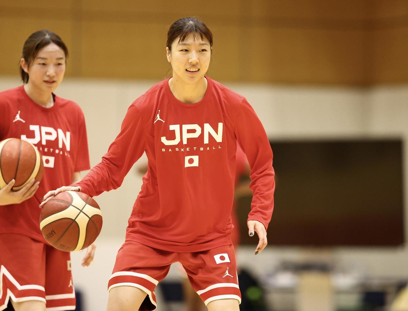 女子日本代表チームの第1次強化合宿に臨む内尾（撮影・河田真司）