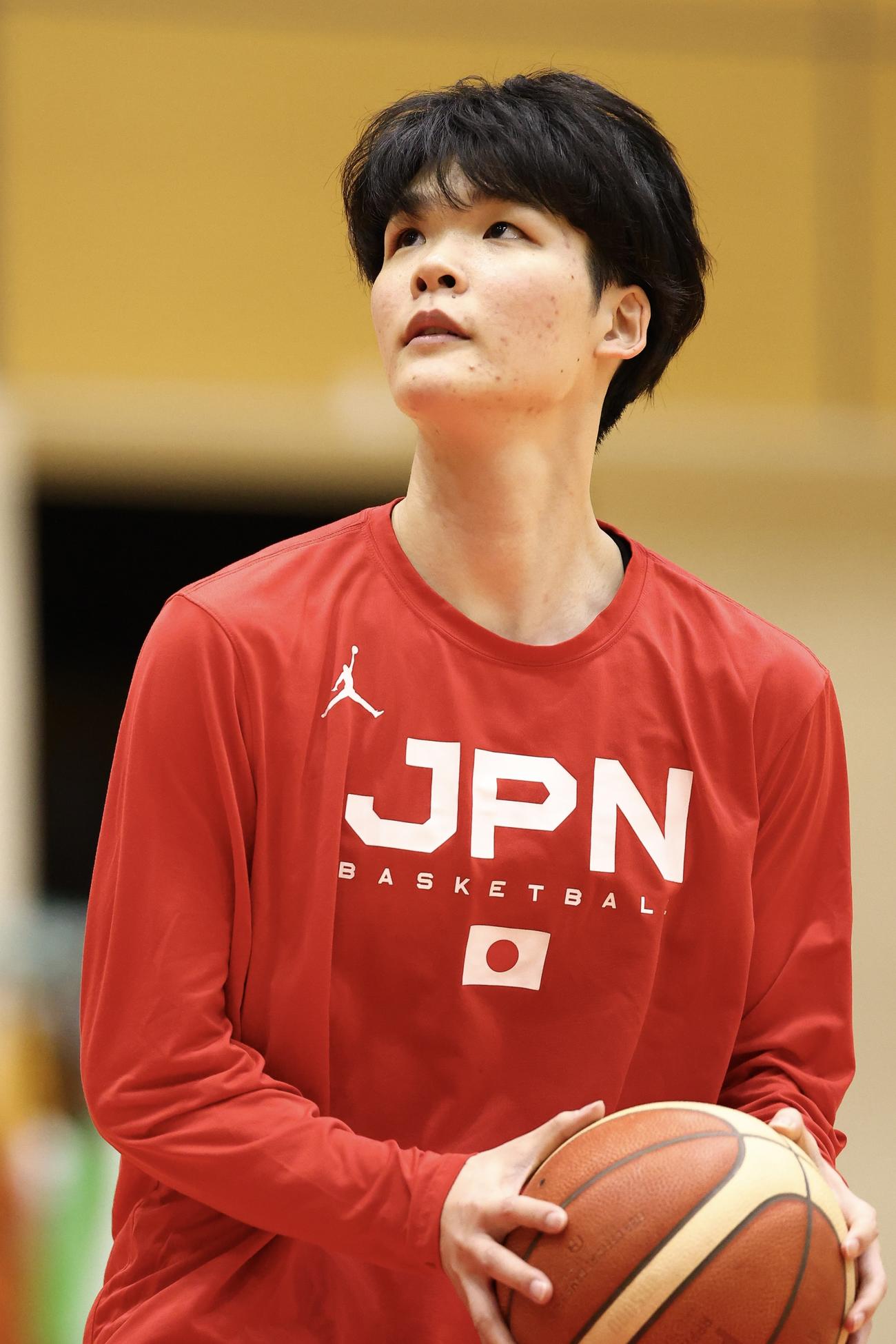 女子日本代表チームの第1次強化合宿に臨む赤穂（撮影・河田真司）