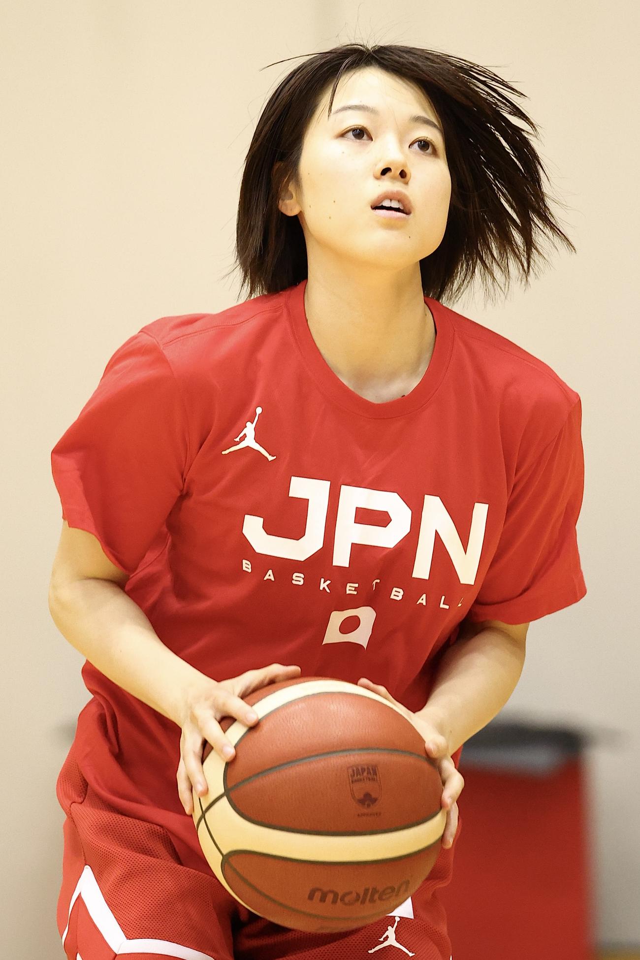 女子日本代表チームの第1次強化合宿に臨む山本（撮影・河田真司）