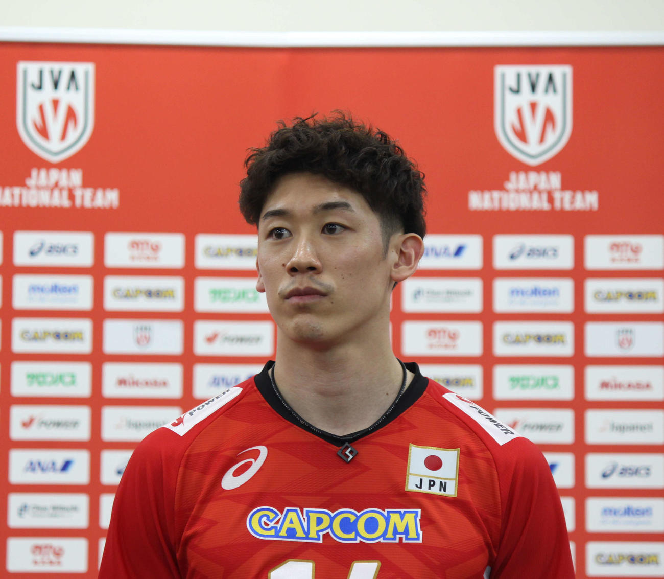 バレーボール男子日本代表のキックオフ会見に出席する石川（撮影・勝部晃多）