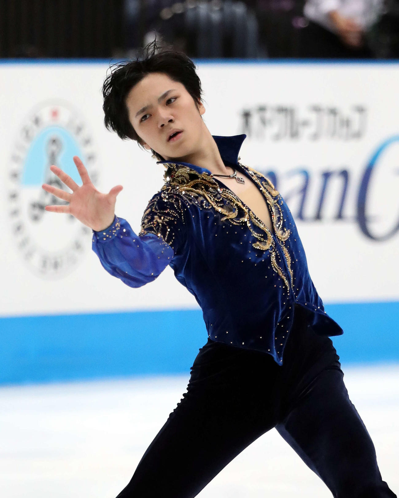 表情豊かにフリーの演技を披露する宇野（撮影・河野匠）