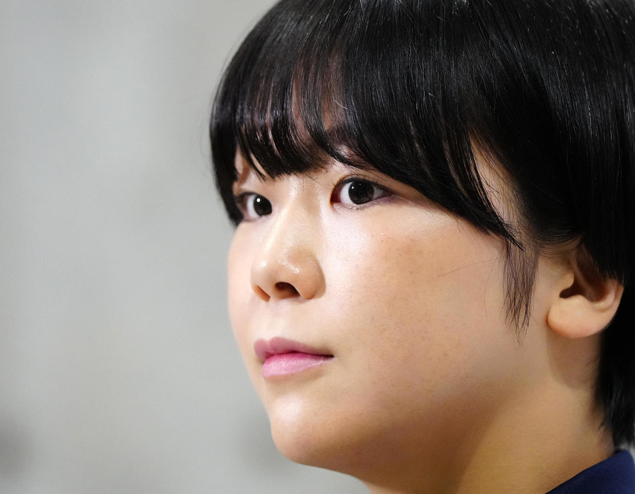 取材に応じるレスリング女子53キロ級でパリ五輪代表の藤波（撮影・江口和貴）