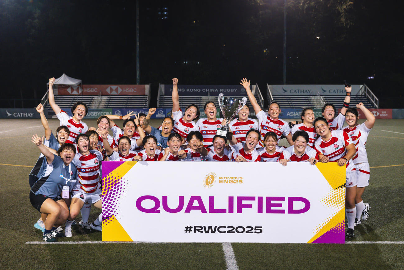女子アジア選手権を制し、25年W杯イングランド大会の出場権を得た日本代表「サクラフィフティーン」（C）JRFU