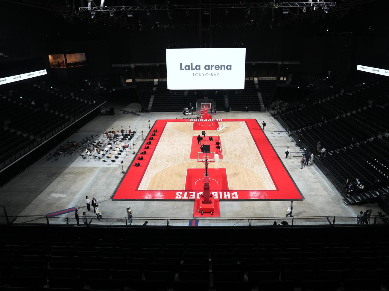 プレス内覧会でお披露目された千葉ジェッツの本拠地としても使用されるLaLa arena TOKYO－BAY（撮影・小沢裕）