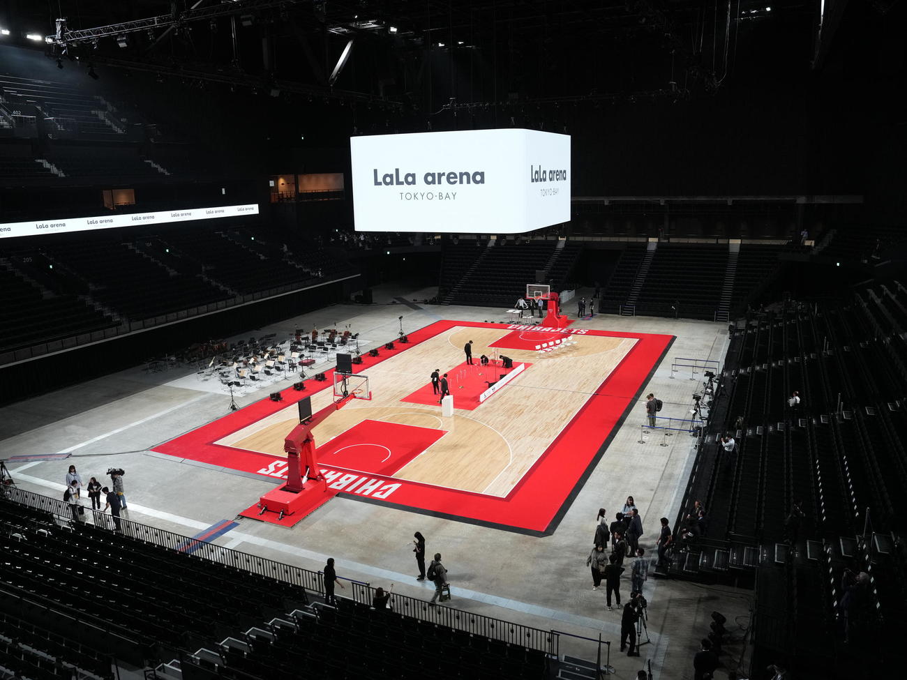 プレス内覧会でお披露目された千葉ジェッツの本拠地としても使用されるLaLa arena TOKYO－BAY（撮影・小沢裕）