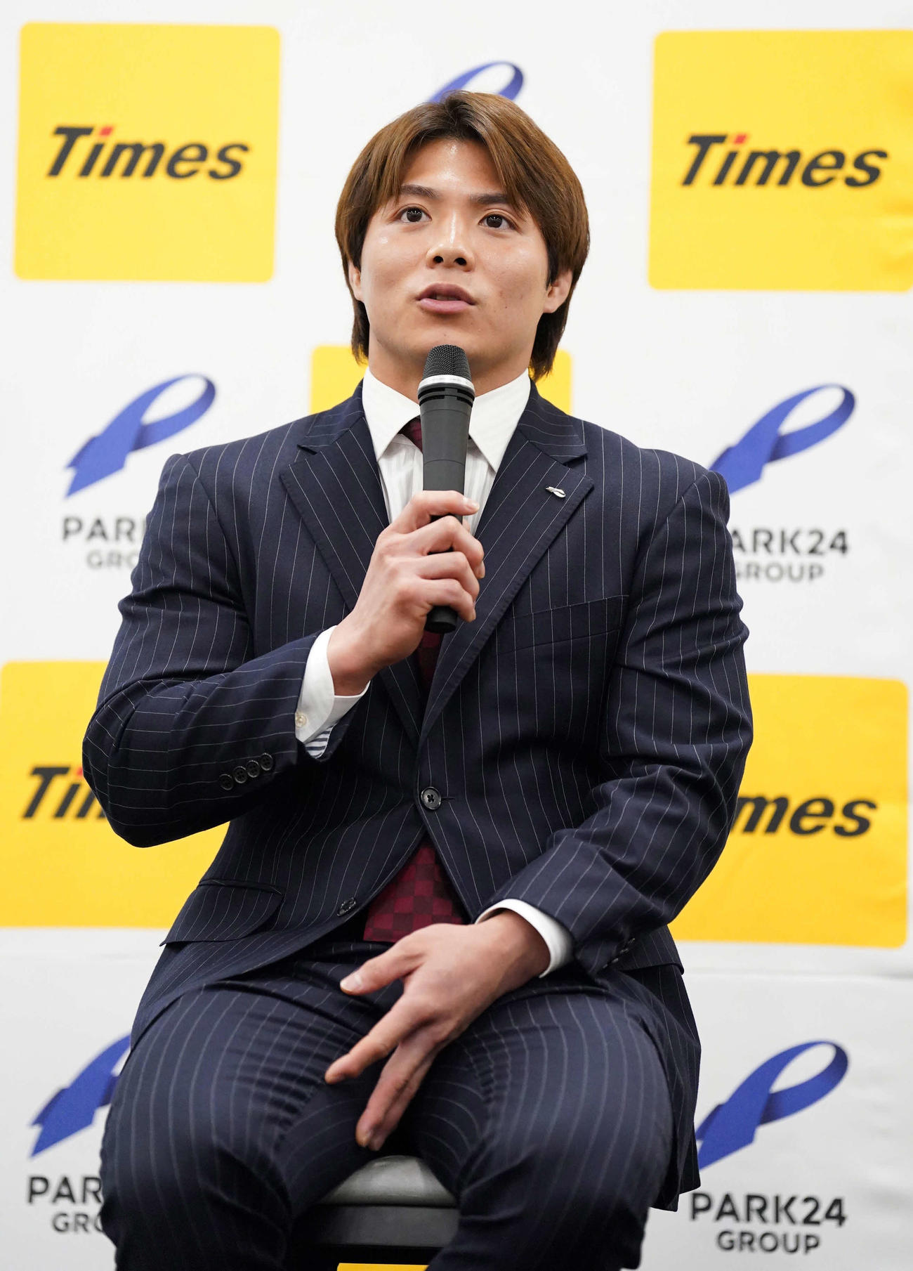 パリ五輪柔道日本代表内定選手壮行会に臨むパーク24所属の阿部一（撮影・小沢裕）