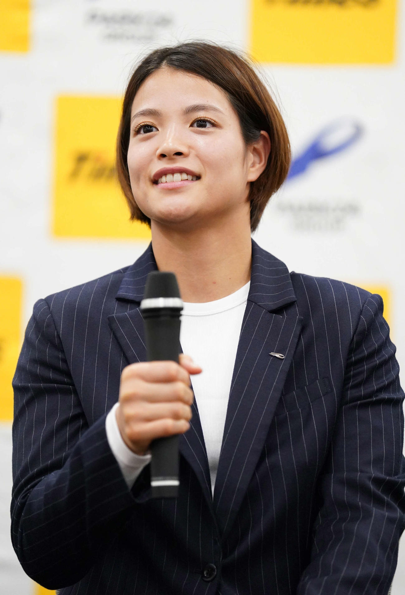パリ五輪柔道日本代表内定選手壮行会に臨むパーク24所属の阿部詩（撮影・小沢裕）