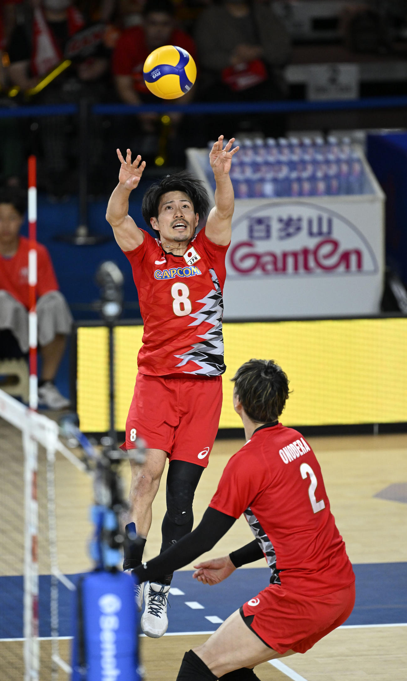 トスを上げる関田（共同）