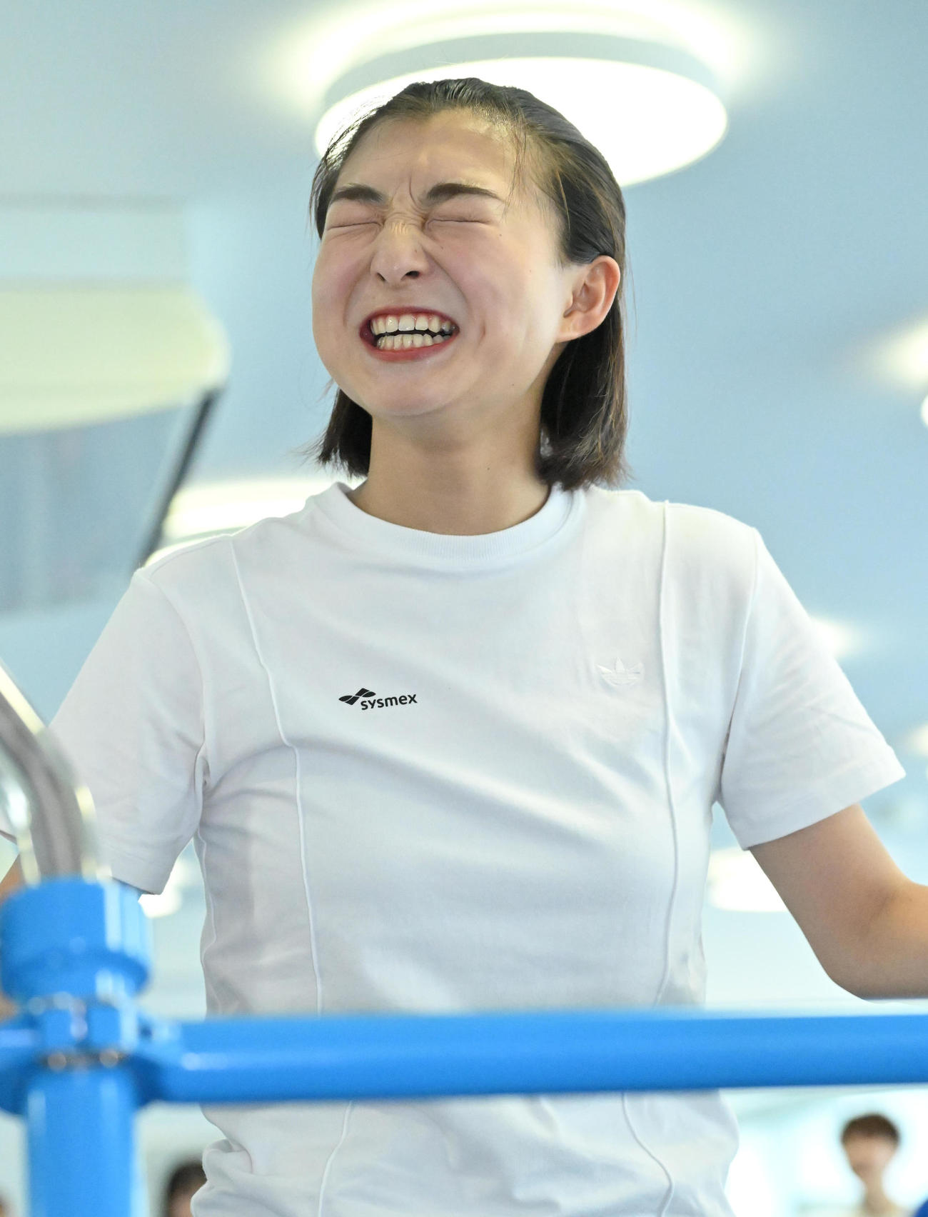 認知動作型スプリントトレーニングマシーンカンド君によるトレーニングを行う坂本花織（撮影・石井愛子）