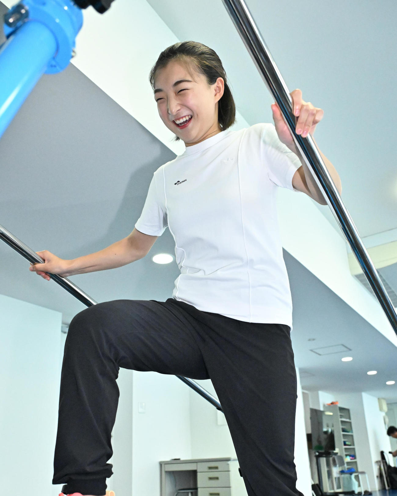 認知動作型スプリントトレーニングマシーンカンド君によるトレーニングを行う坂本花織（撮影・石井愛子）