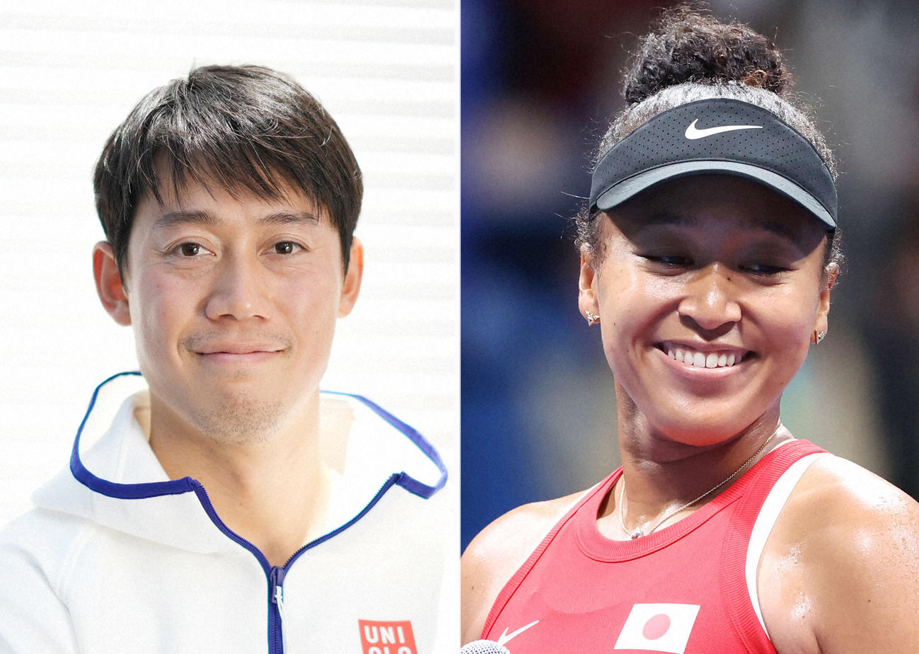 錦織圭（左）と大坂なおみ