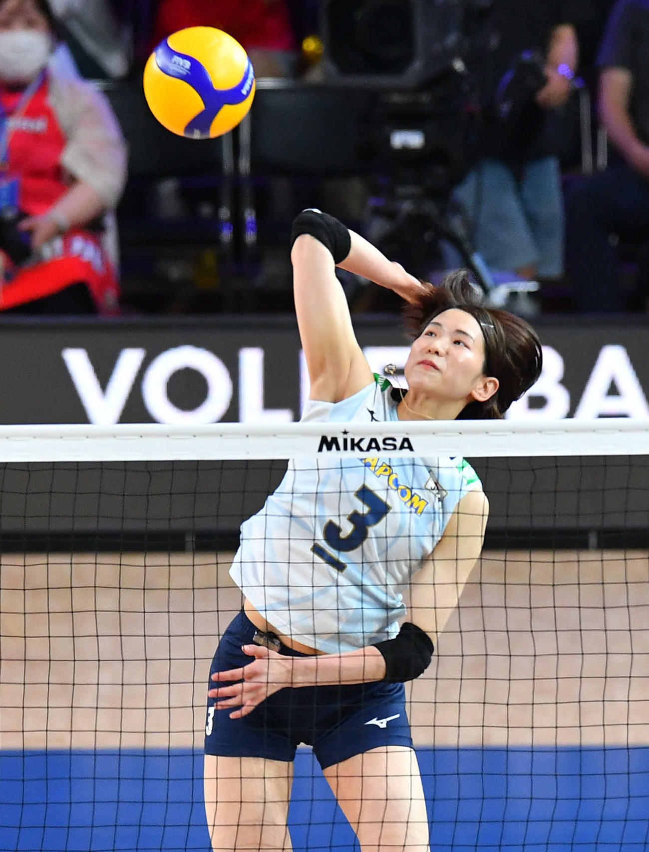 日本対カナダ　試合前、ウオーミングアップを行う古賀（撮影・岩下翔太）