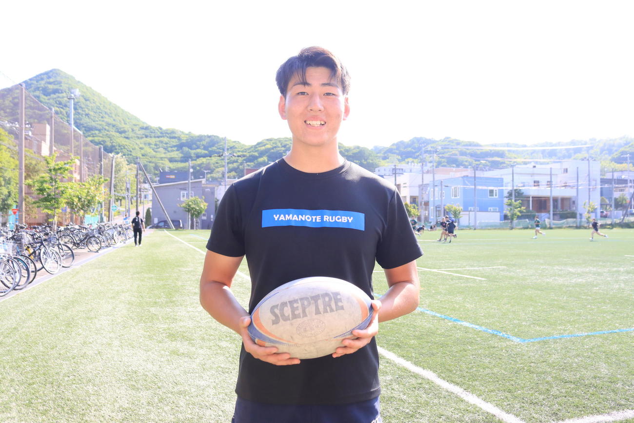 ラグビー高校日本代表候補に選ばれた札幌山の手ロック吉川（撮影・保坂果那）