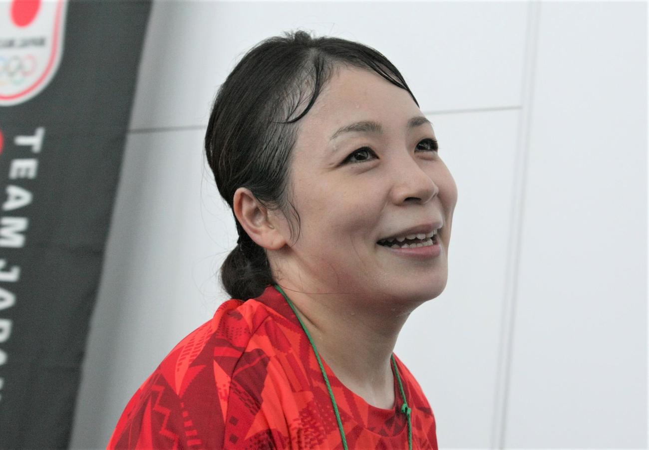 東京スカイツリーで行われた「RISING TOGETHER2024～TEAM JAPAN　活躍祈願～」に参加した三宅宏実さん（撮影・藤塚大輔）