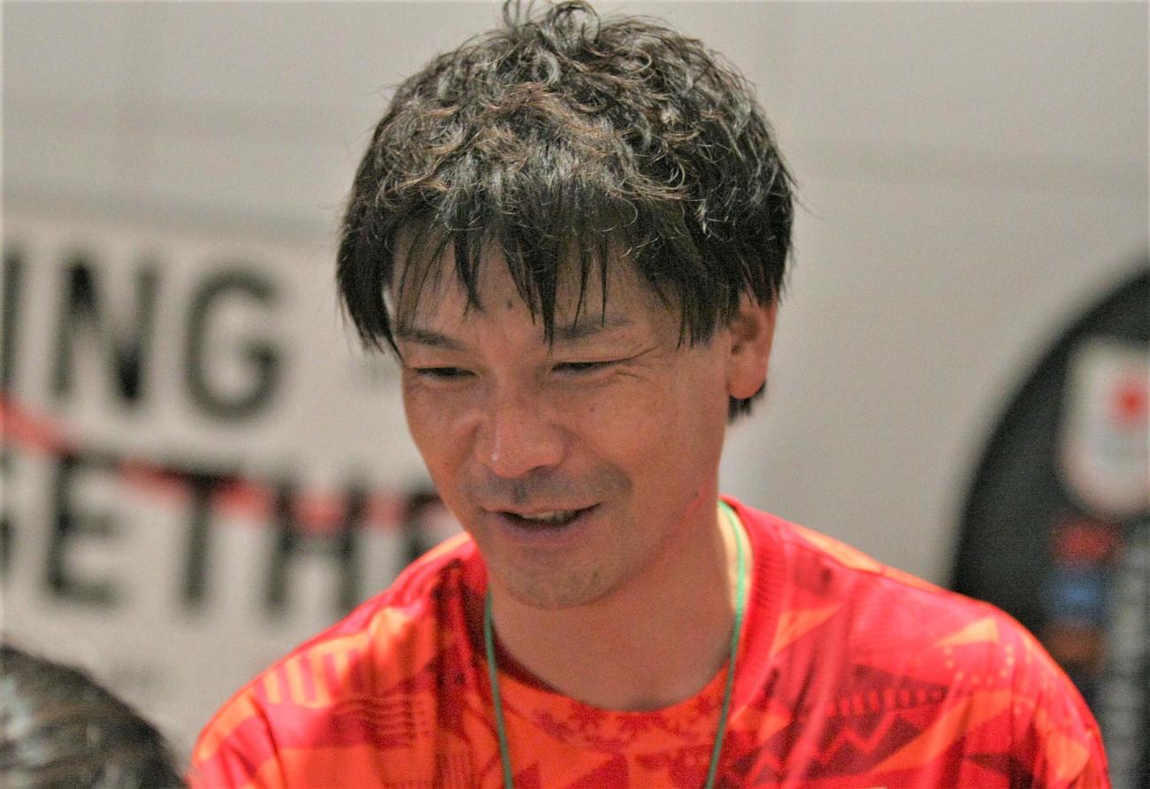 東京スカイツリーで行われた「RISING TOGETHER2024～TEAM JAPAN　活躍祈願～」に参加した小口貴久さん（撮影・藤塚大輔）