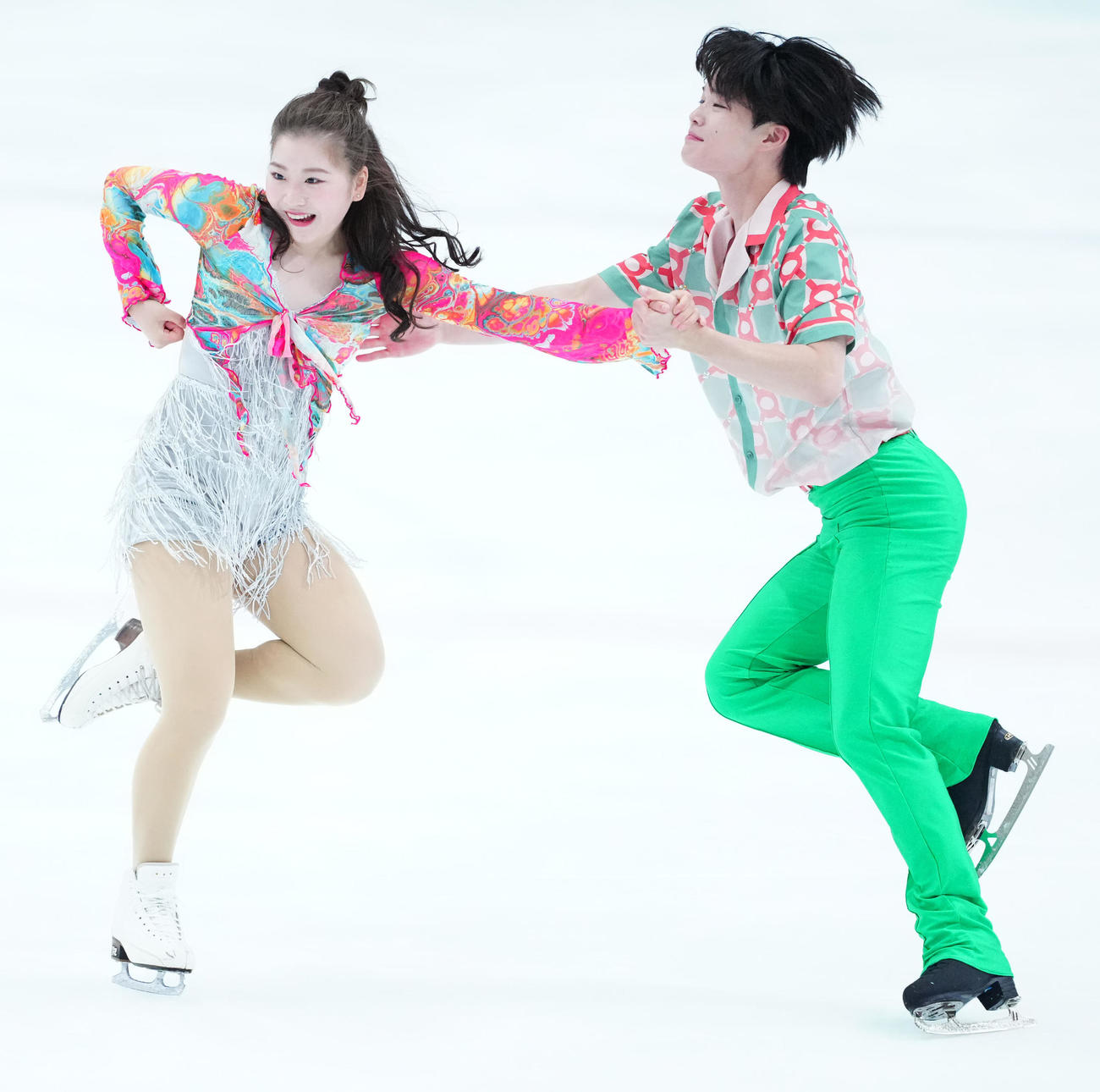「ドリーム・オン・アイス2024」に臨む田中（左）、西山組（撮影・江口和貴）