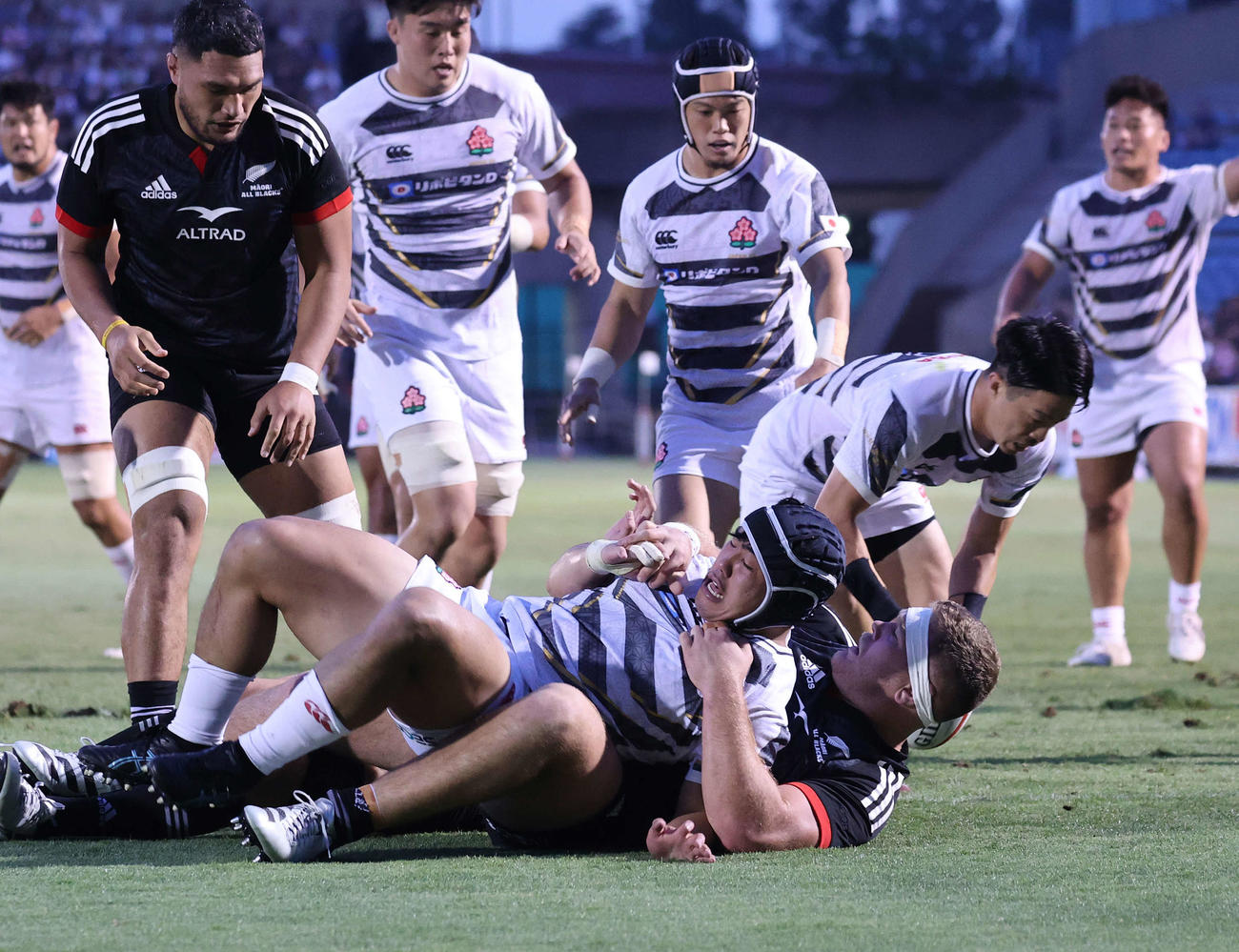 JAPAN XV対マオリ・オールブラックス第1戦　最初のトライを決めた原田（2024年6月29日撮影）