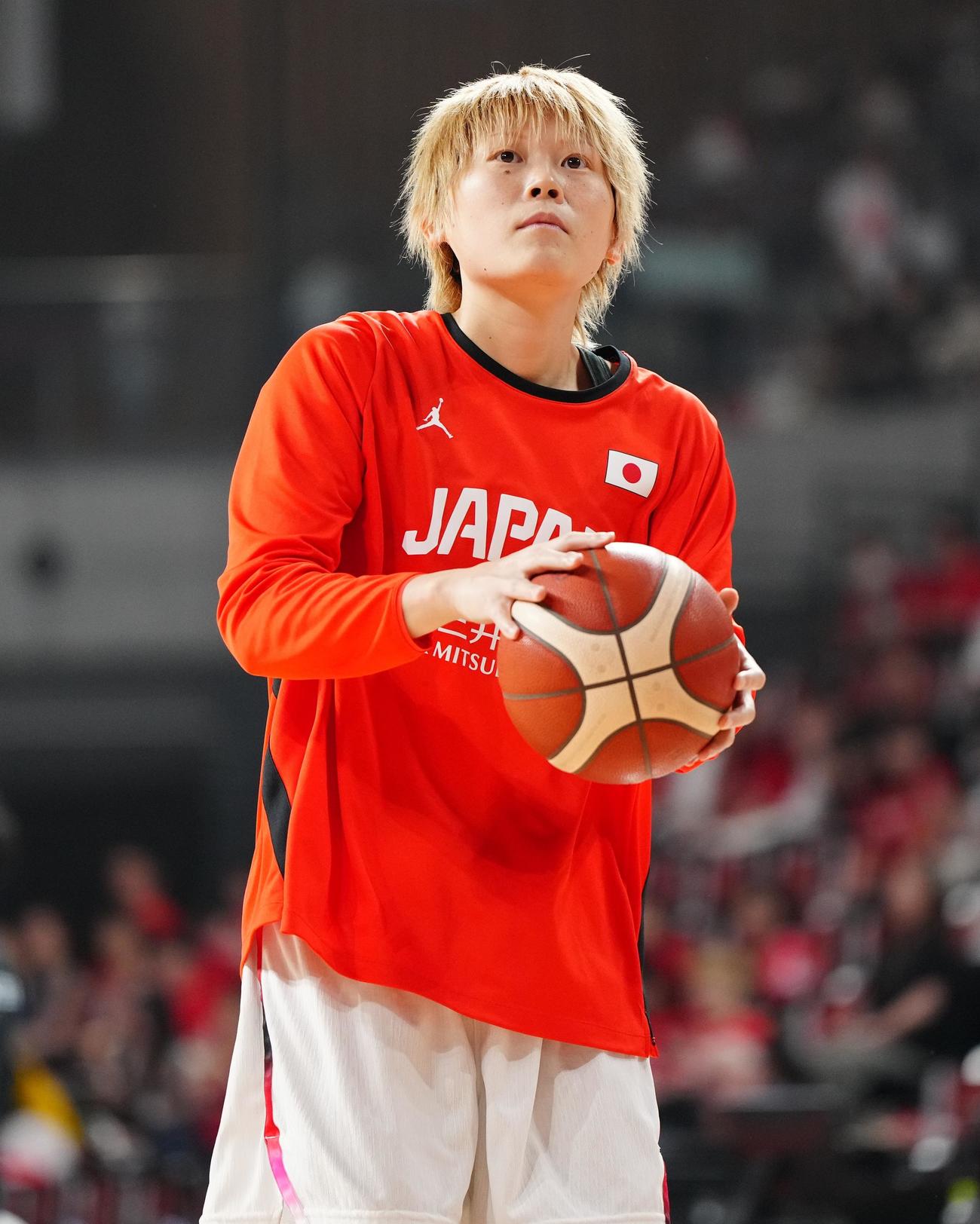国際強化試合　日本対ニュージーランド　試合前練習に臨む高田（撮影・江口和貴）