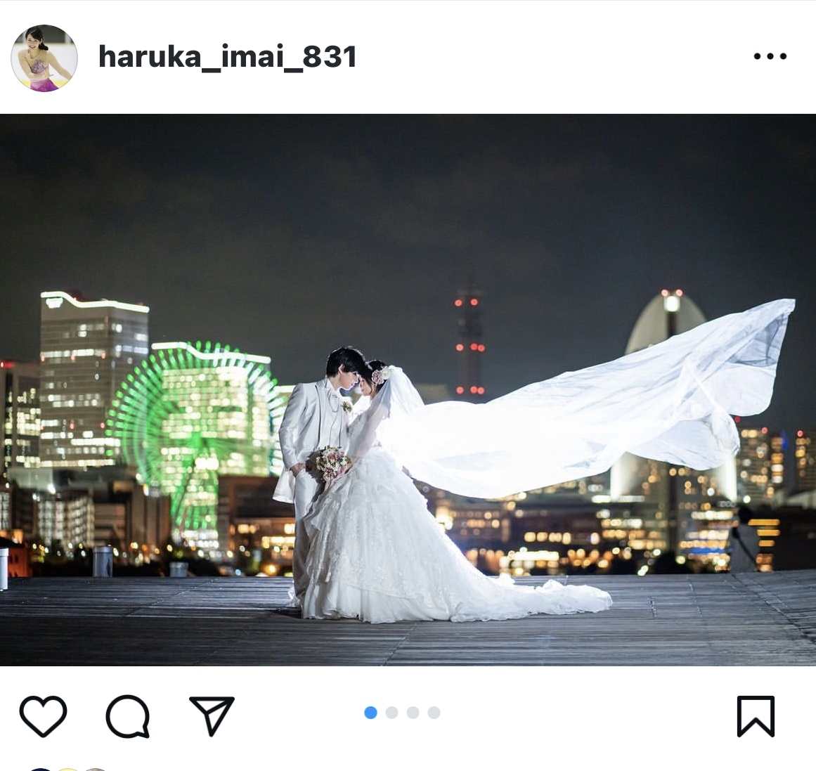 中村優さん（左）との結婚を発表した今井遥さん（今井遥さんのインスタグラムから）
