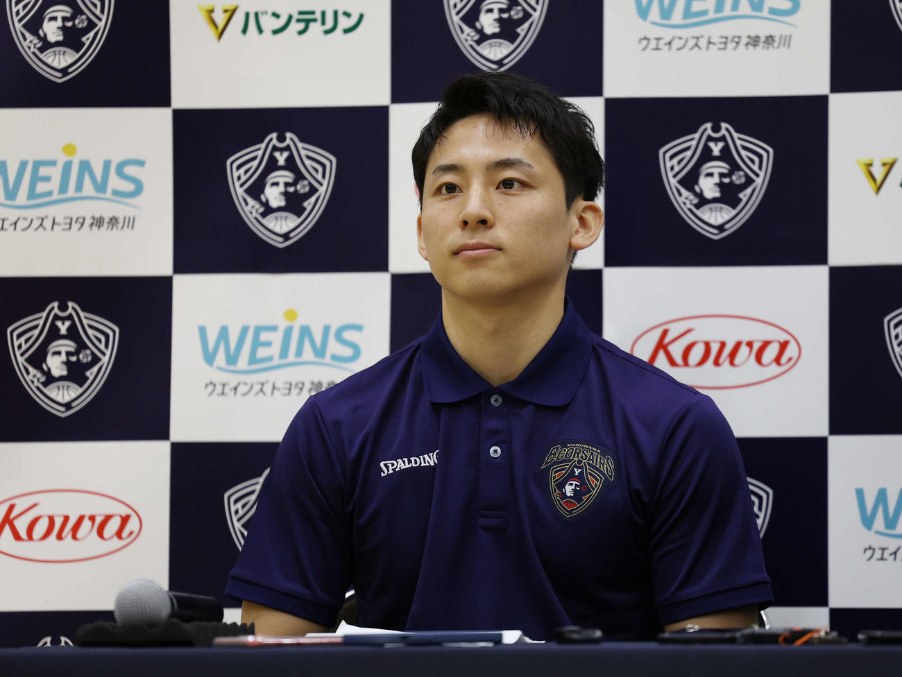 NBAグリズリーズとのエグジビット10契約に合意し記者会見に臨む横浜BC河村（撮影・宮地輝）