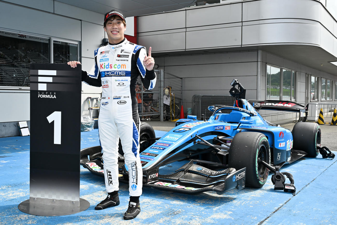スーパーフォーミュラ第4戦で3年ぶり2度目のポ－ルポジションを獲得した福住仁嶺（JRP提供）