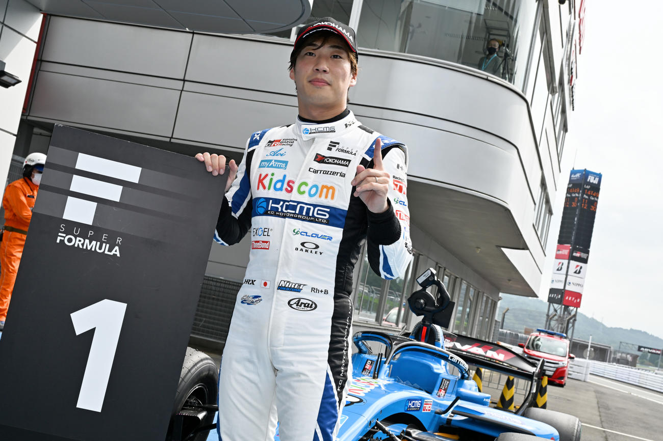 スーパーフォーミュラ第4戦で3年ぶり2度目のポ－ルポジションを獲得した福住仁嶺（JRP提供）