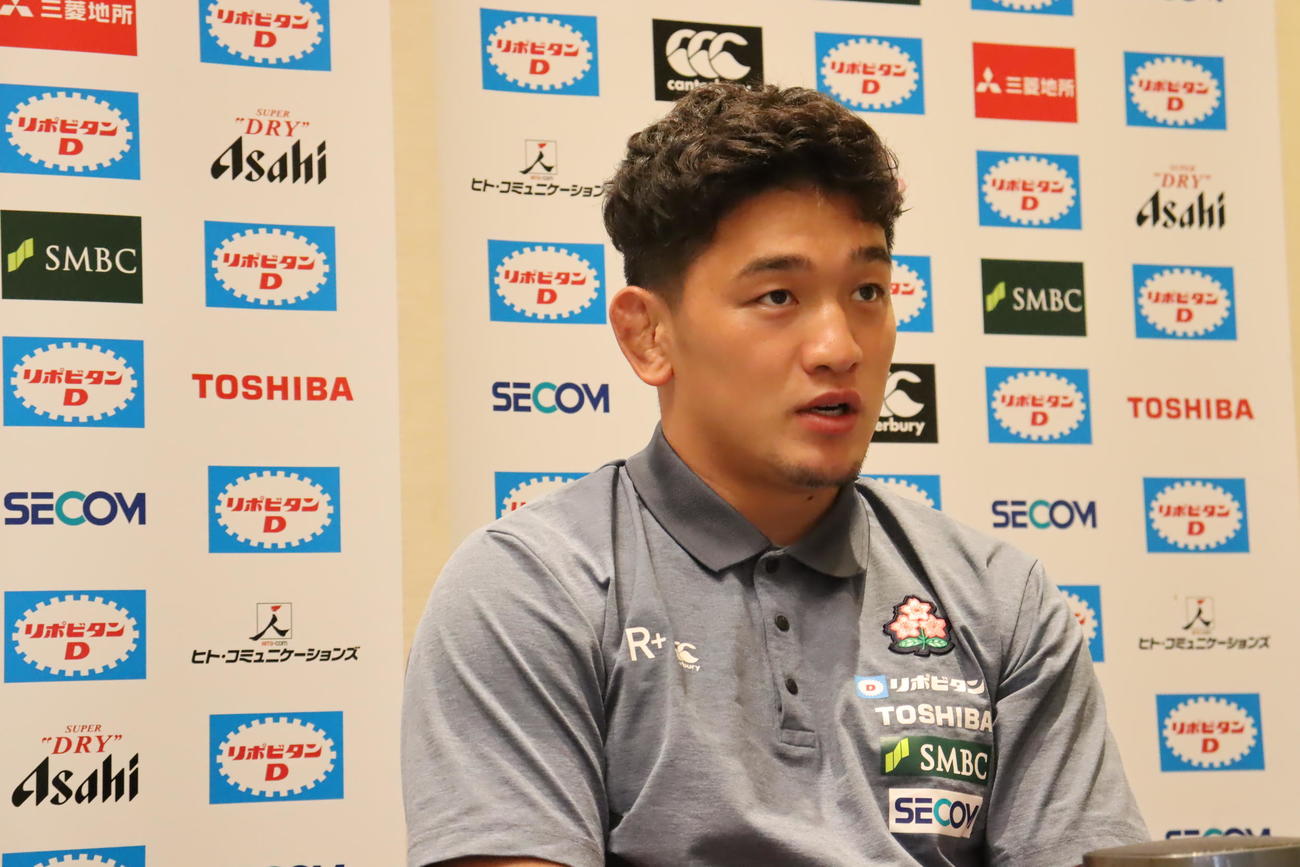 カナダ戦に向けて思いを語る日本代表SO李承信（C）JRFU