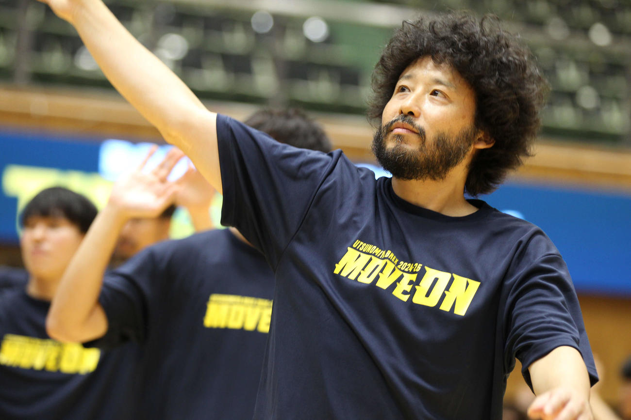 2024－25シーズンTIP－OFFイベントで今季も主将を務めることが発表された宇都宮の田臥勇太（撮影・沢田啓太郎）