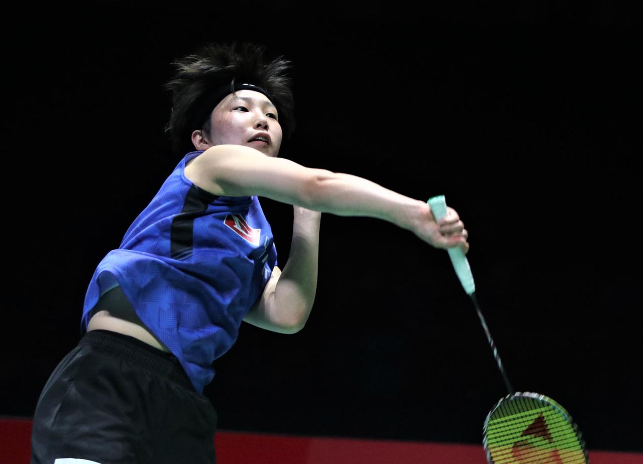 バドミントン　ジャパン・オープン女子シングルス決勝でプレーする山口（撮影・藤塚大輔）