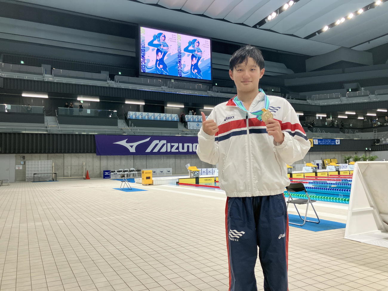 JOCジュニアオリンピック夏季大会で3冠に輝いた新津中3年で浜名湖スイミングスクールの宮崎（浜名湖スイミングスクール提供）