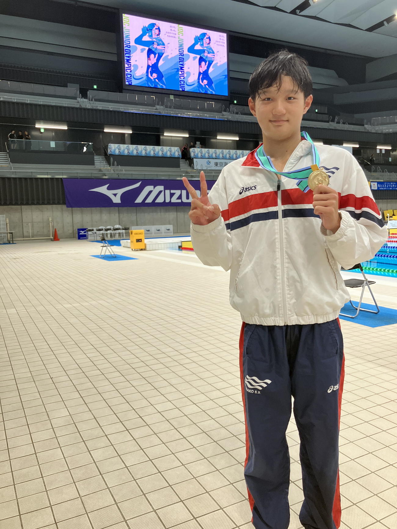 JOCジュニアオリンピック夏季大会で3冠に輝いた新津中3年で浜名湖スイミングスクールの宮崎（浜名湖スイミングスクール提供）