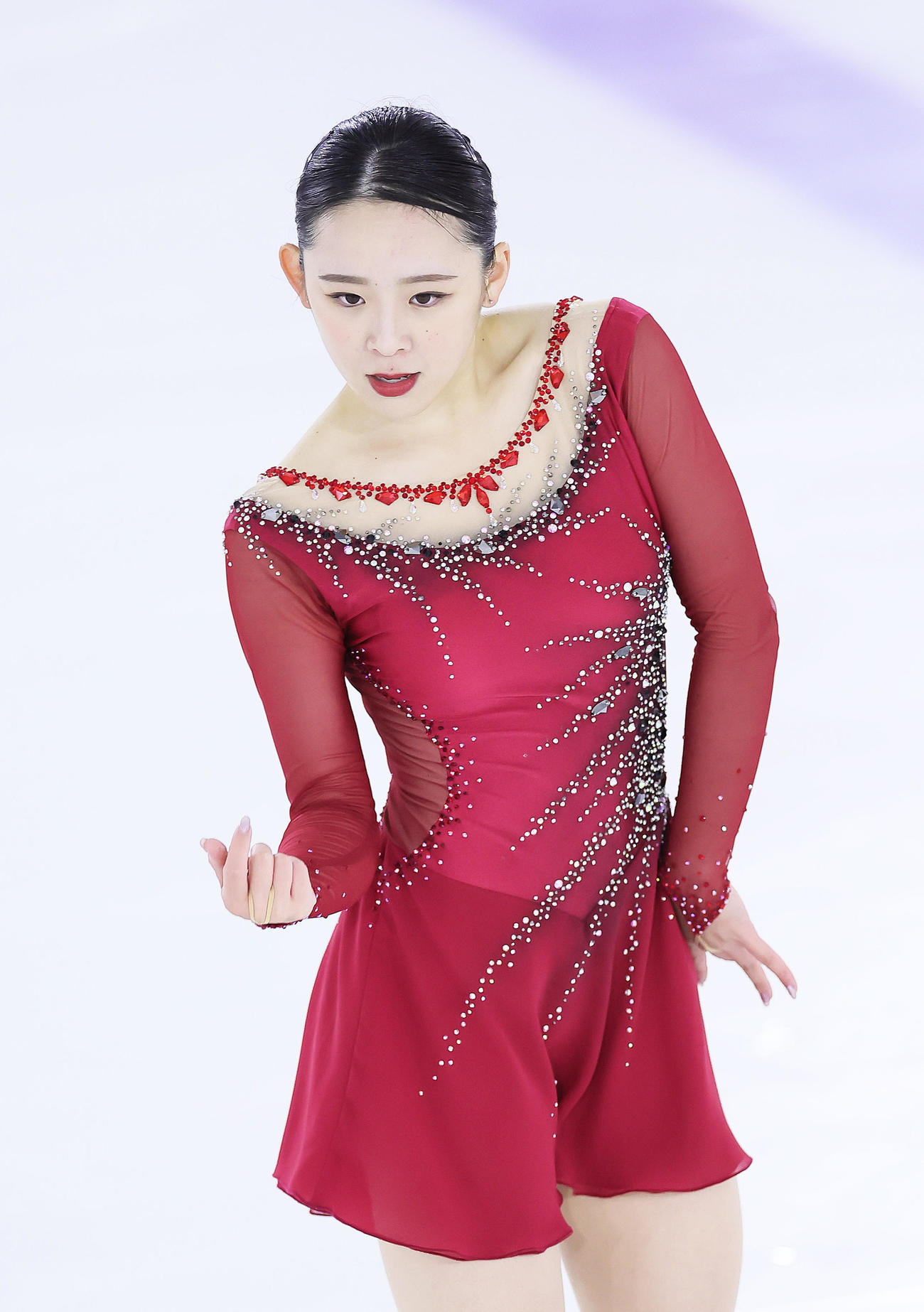 シニア女子SPで演技する青木（撮影・足立雅史）