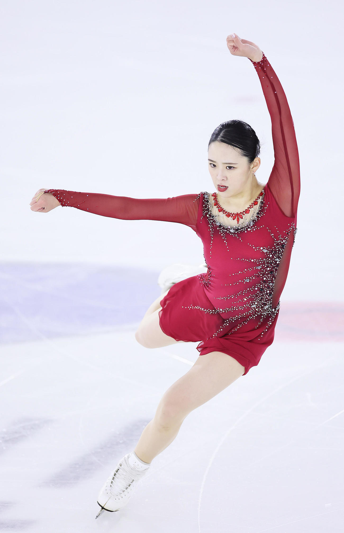 シニア女子SPで演技する青木（撮影・足立雅史）