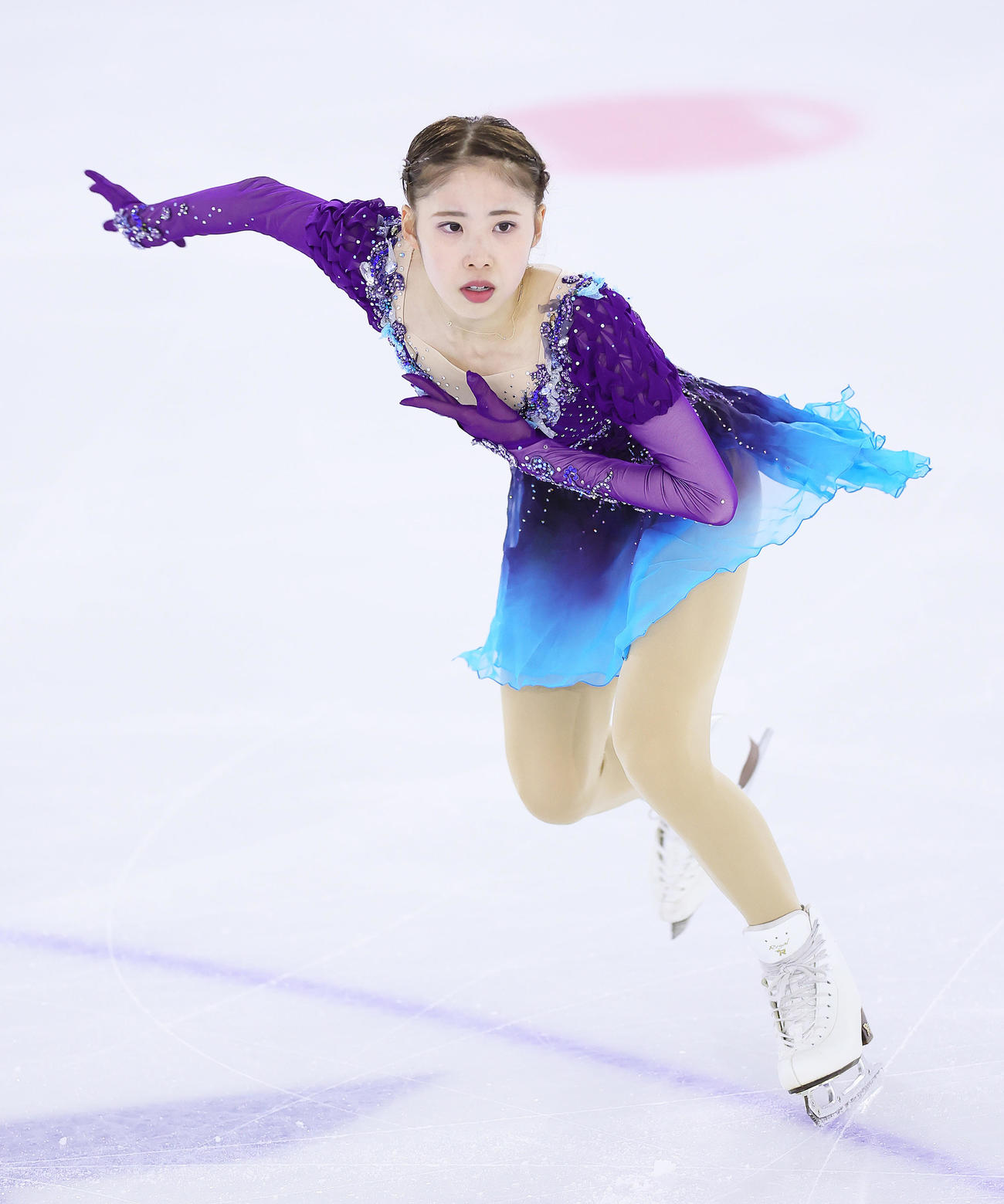 シニア女子SPで演技する住吉（撮影・足立雅史）