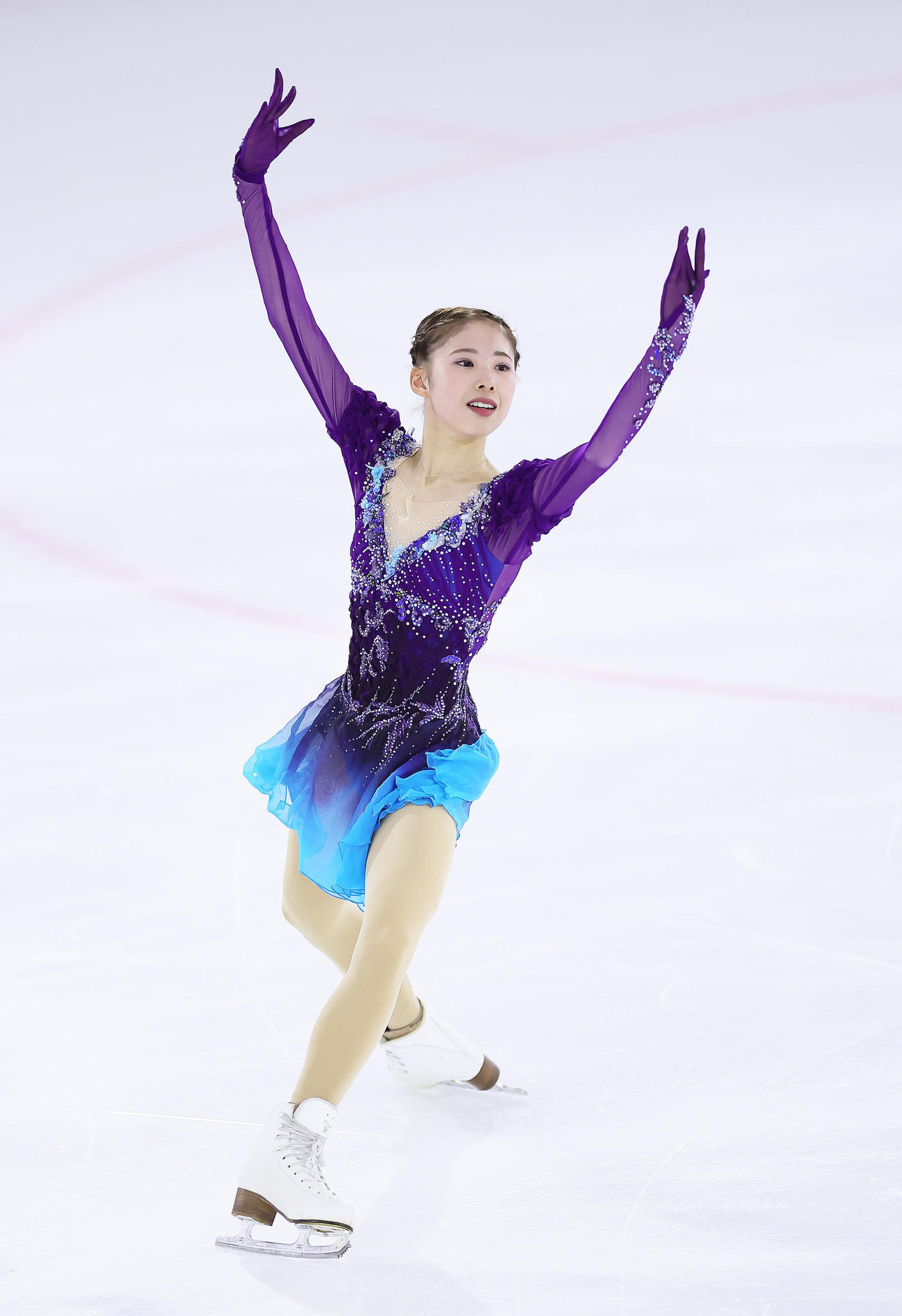 シニア女子SPで演技する住吉（撮影・足立雅史）