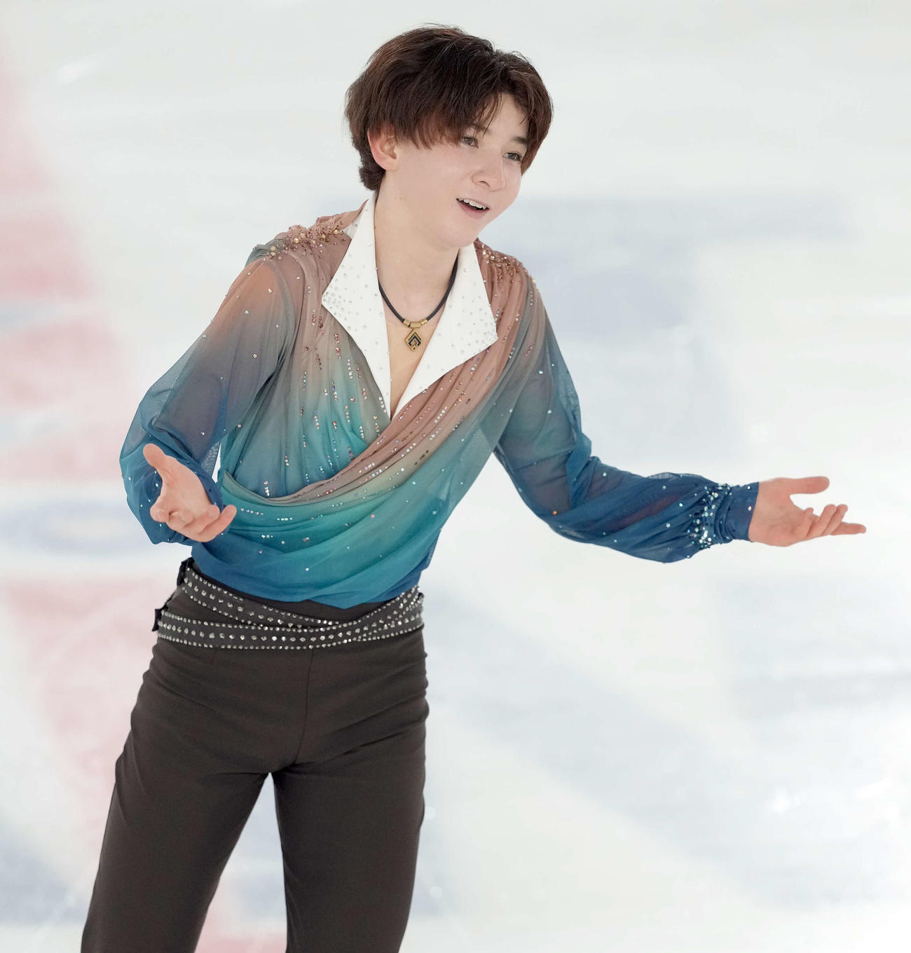 ジュニア男子フリー演技を終え笑顔を見せる中田璃士（撮影・たえ見朱実）