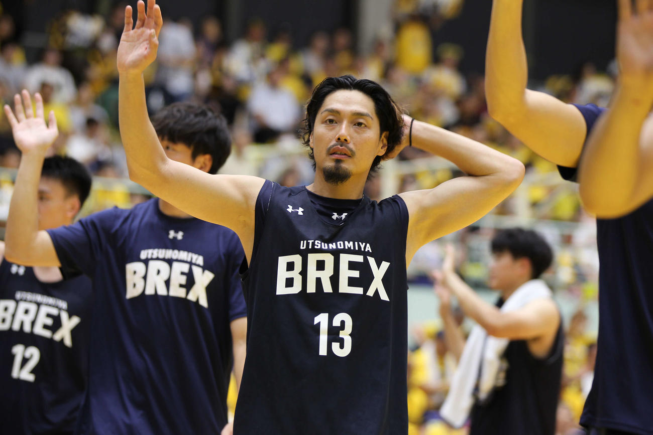 宇都宮対福島　第3Qに3本の3Pシュートを決めてプレシーズンゲーム2連勝に貢献した宇都宮の渡邉裕規（撮影・沢田啓太郎）