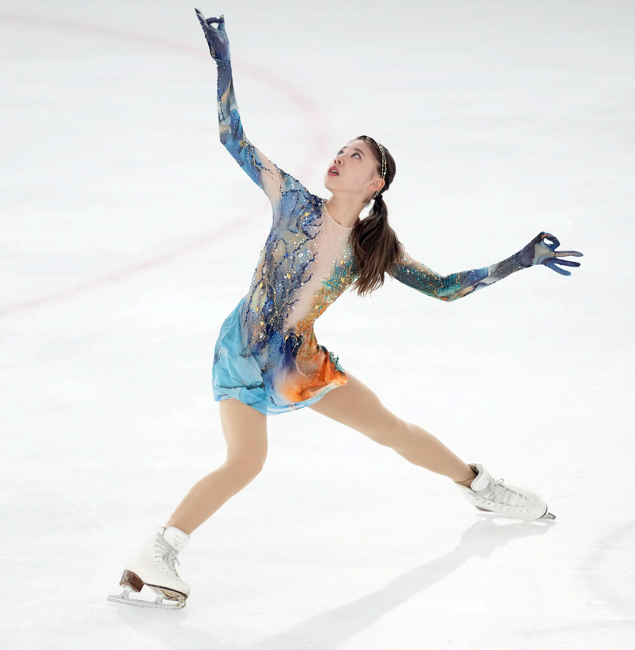 シニア女子フリーで演技を披露する住吉りをん（撮影・たえ見朱実）