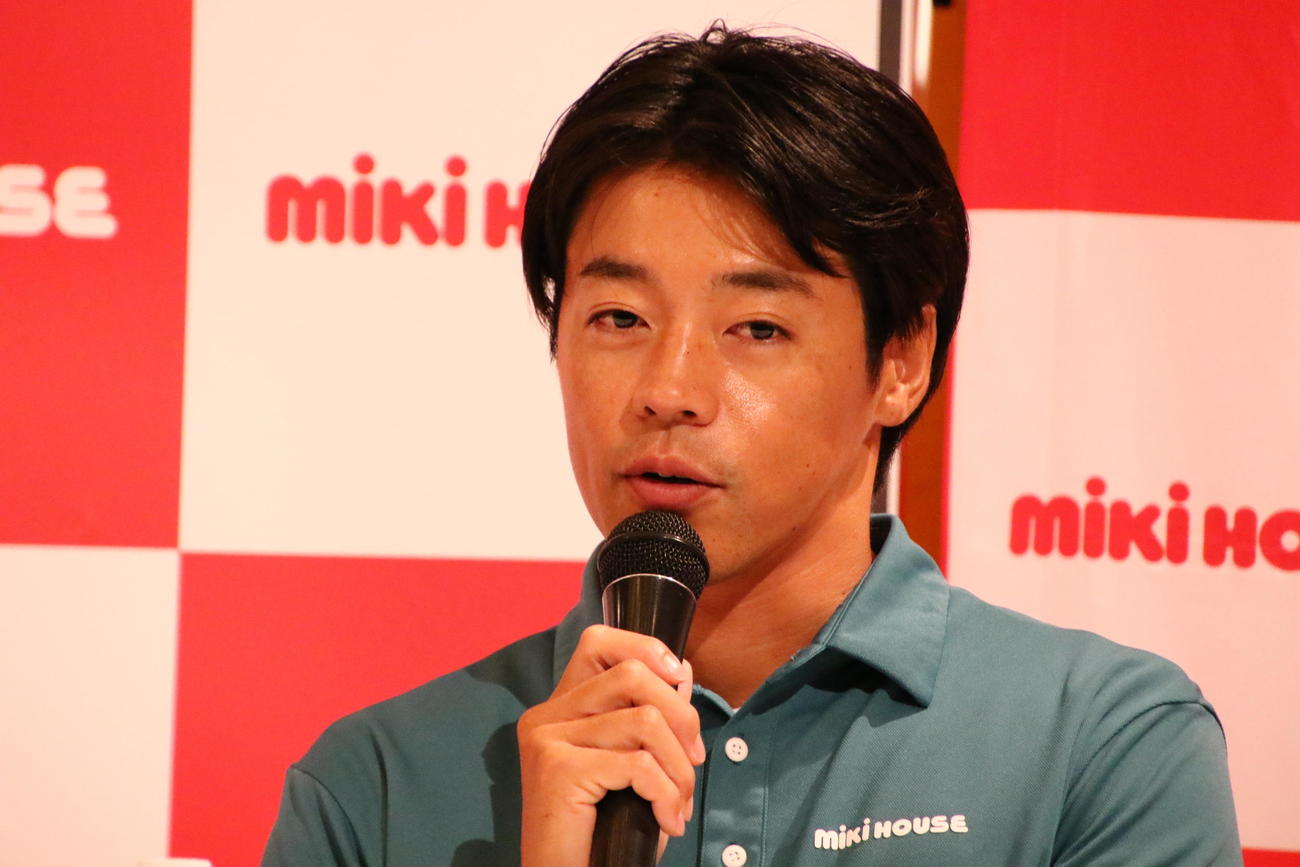 合同取材会に出席したカヌー羽根田卓也（撮影・竹本穂乃加）