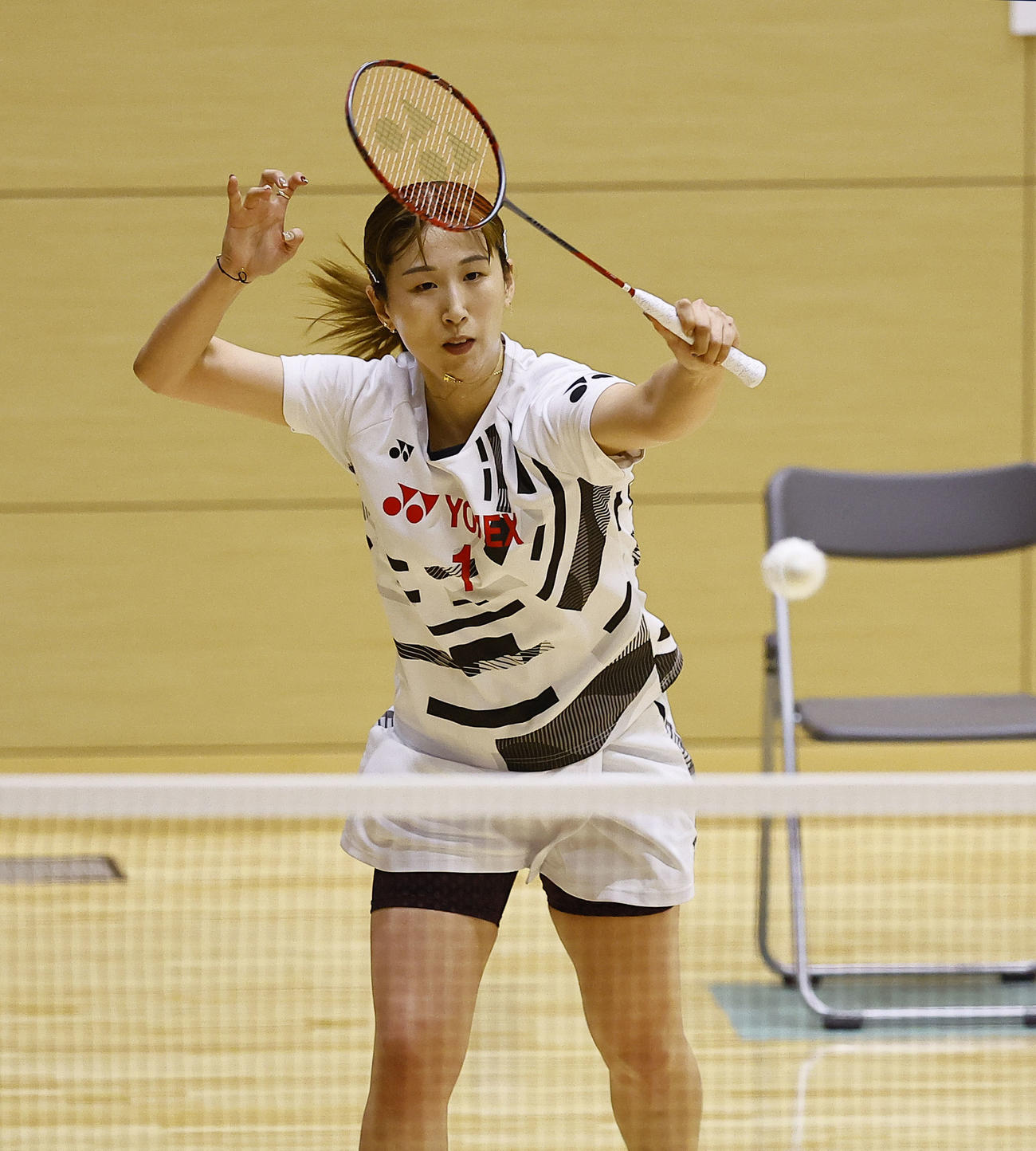 女子ダブルス　五十嵐有紗とペアを組んだ桜本（撮影・藤尾明華）