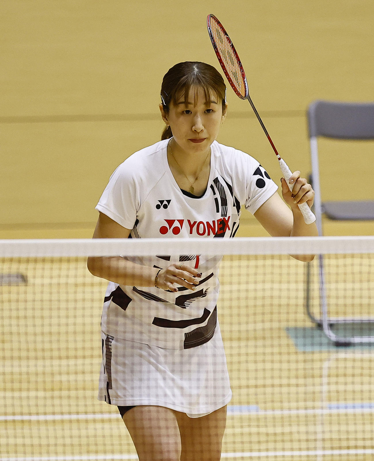 女子ダブルス　五十嵐有紗とペアを組んだ桜本（撮影・藤尾明華）