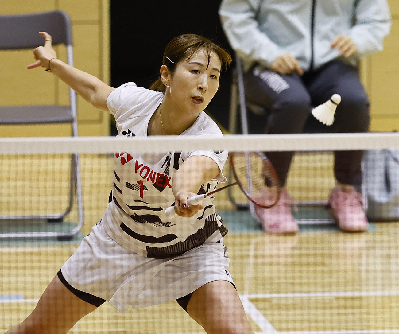 女子ダブルス　五十嵐有紗とペアを組んだ桜本（撮影・藤尾明華）