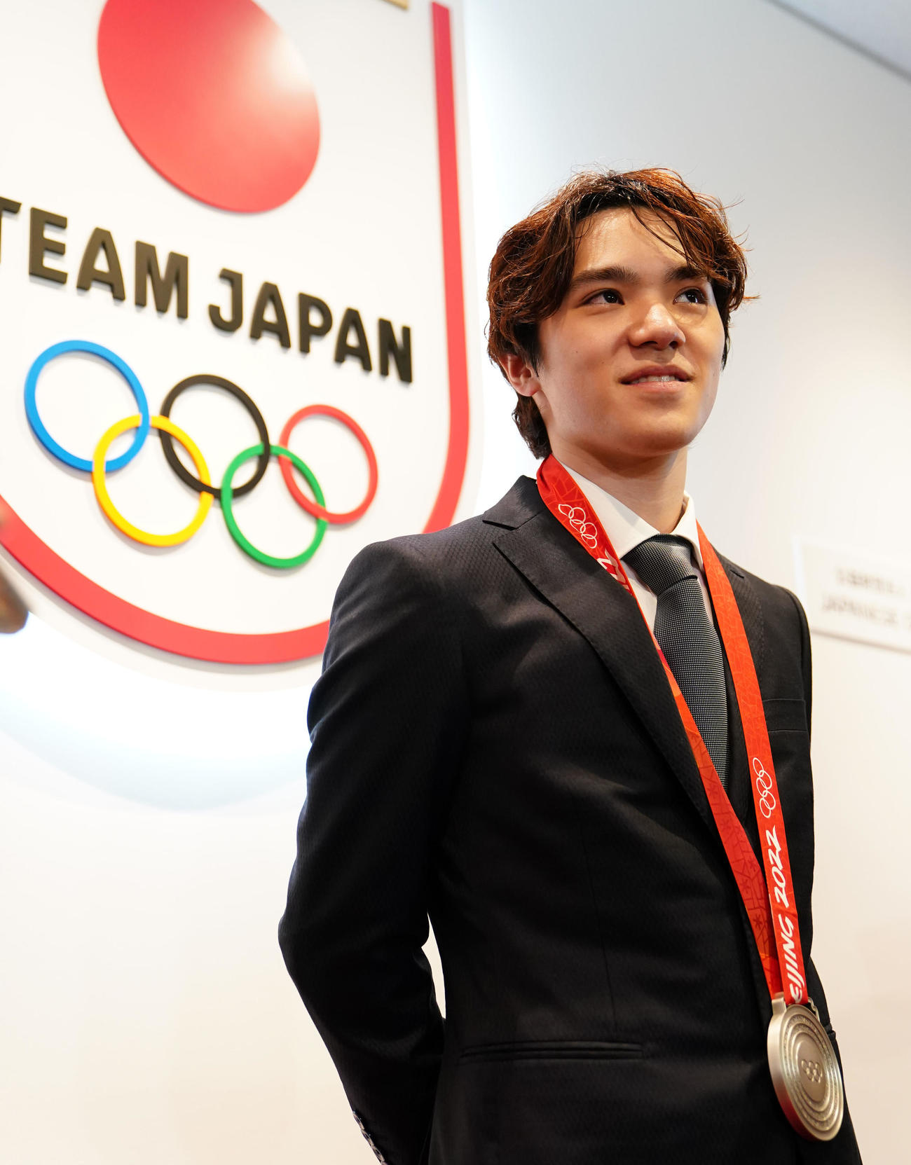 授与式を終え思いを語る宇野昌磨さん（撮影・横山健太）
