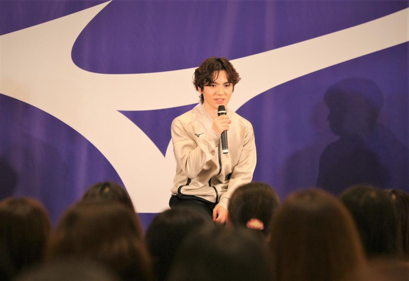 ミズノのイベントに出席した宇野昌磨さん（撮影・藤塚大輔）