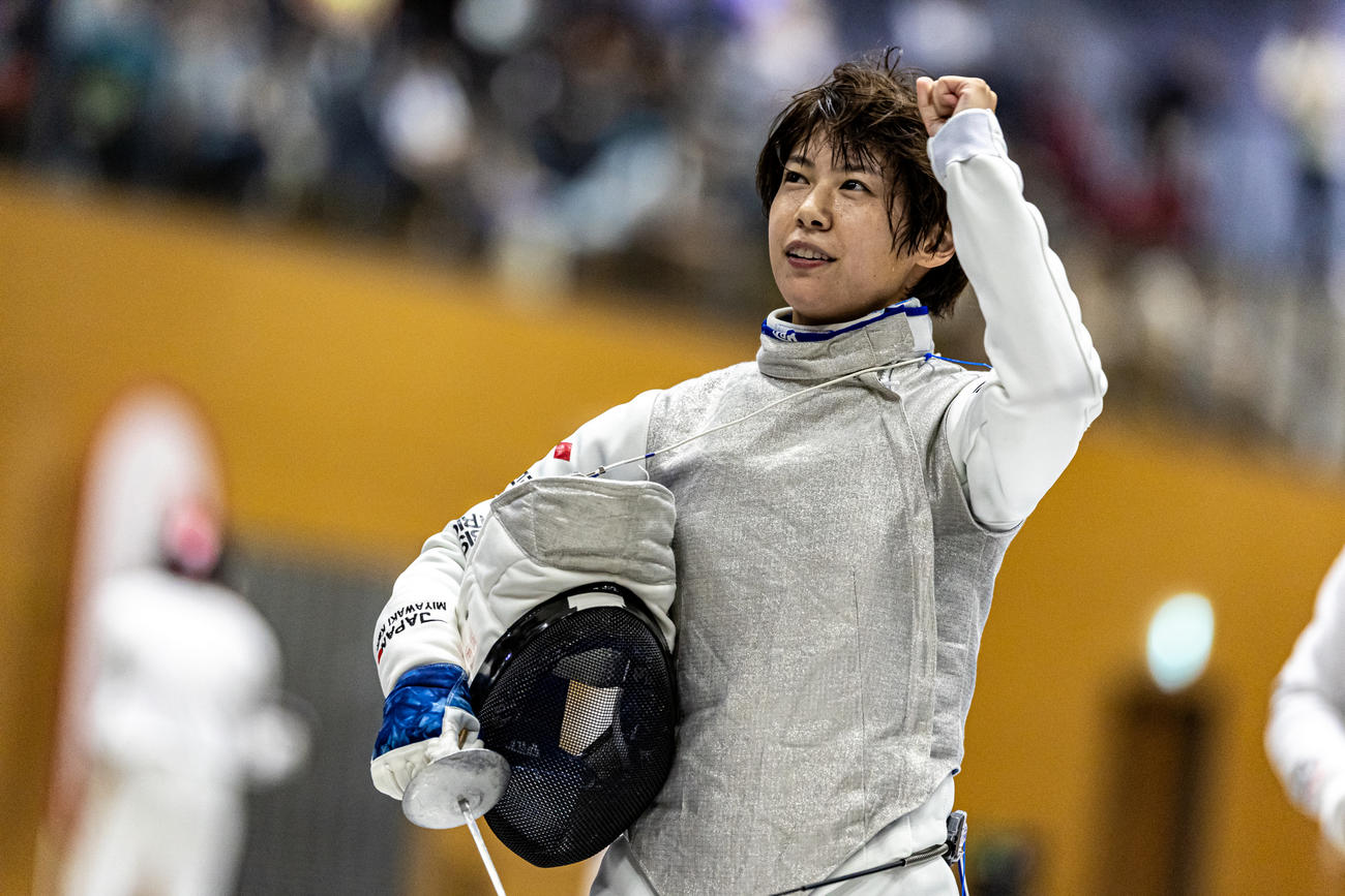 フェンシング全日本選手権の女子フルーレ個人で8強入りしたパリ五輪の団体銅メダリスト宮脇花綸（C）日本フェンシング協会