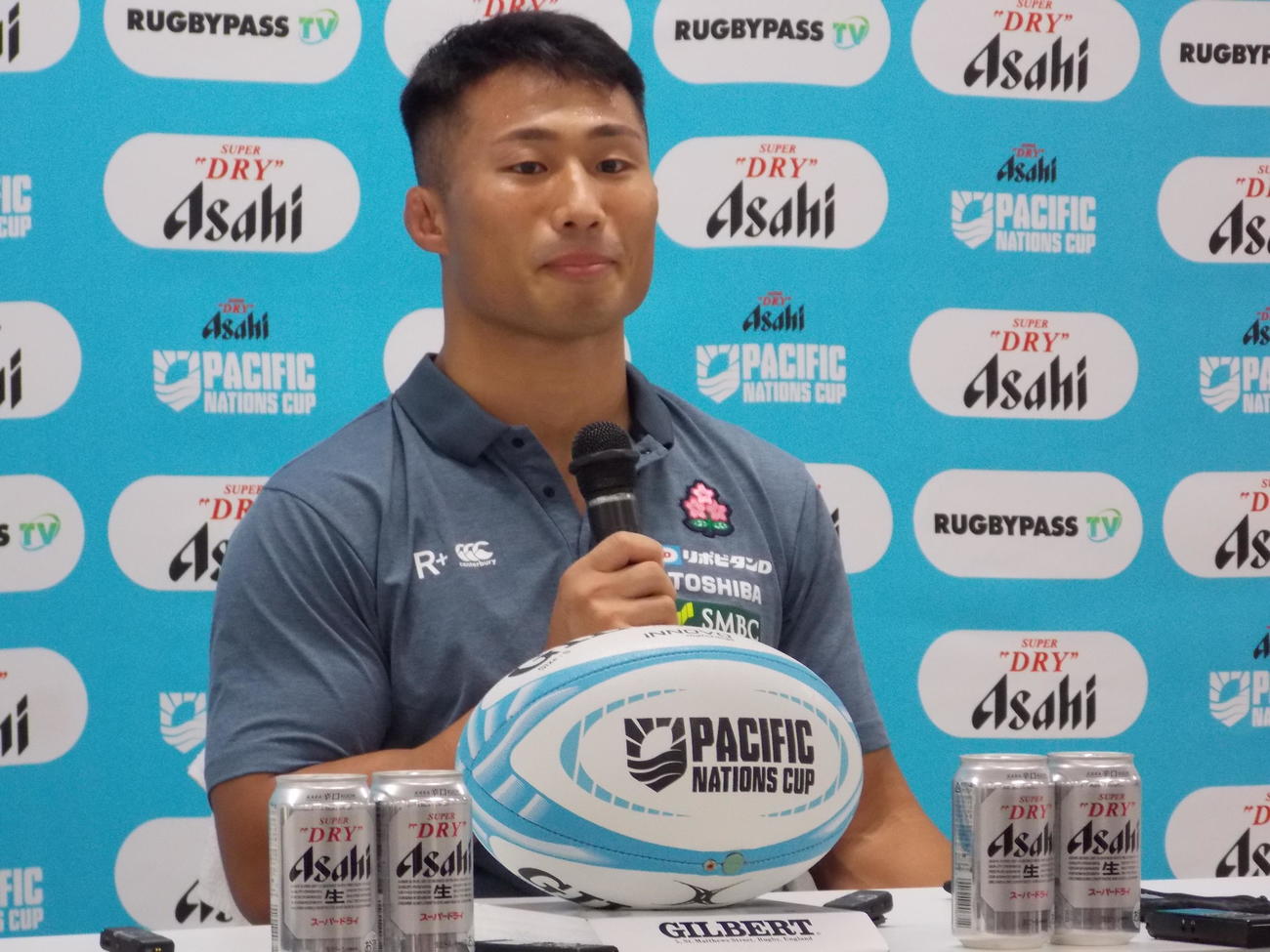 フィジー戦前日練習後に思いを語る日本代表WTB長田智希（撮影・松本航）